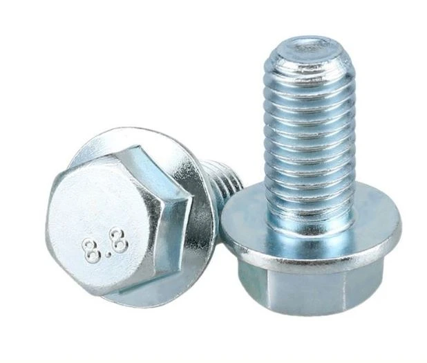 Lớp bu lông mặt bích lục giác kẽm màu xanh trắng bằng thép cacbon8.8 10.9